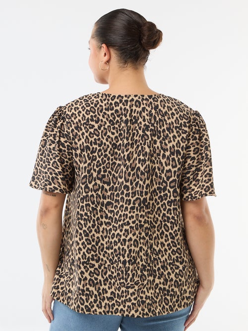 Blusa fluida tinta unita a maniche corte - Kiabi