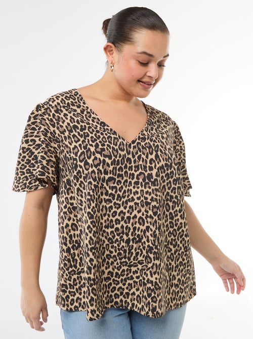 Blusa fluida tinta unita a maniche corte - Kiabi