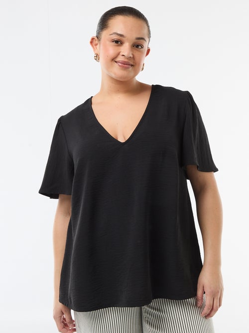 Blusa fluida tinta unita a maniche corte - Kiabi