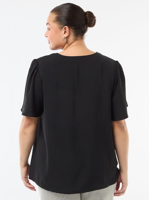 Blusa fluida tinta unita a maniche corte - Kiabi