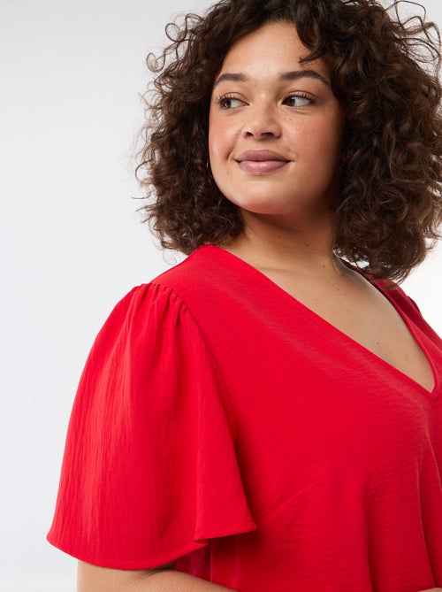Blusa fluida tinta unita a maniche corte - Kiabi