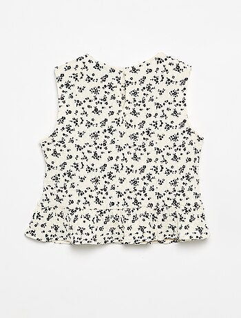 Blusa goffrata senza maniche