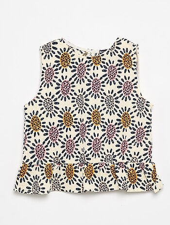 Blusa goffrata senza maniche