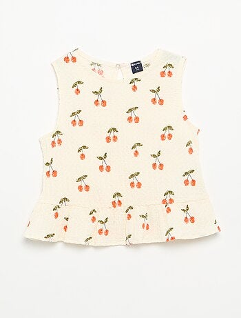 Blusa goffrata senza maniche