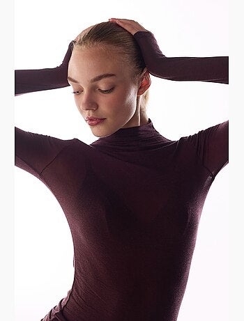 Blusa in cashmere con collo alto e maniche lunghe penti