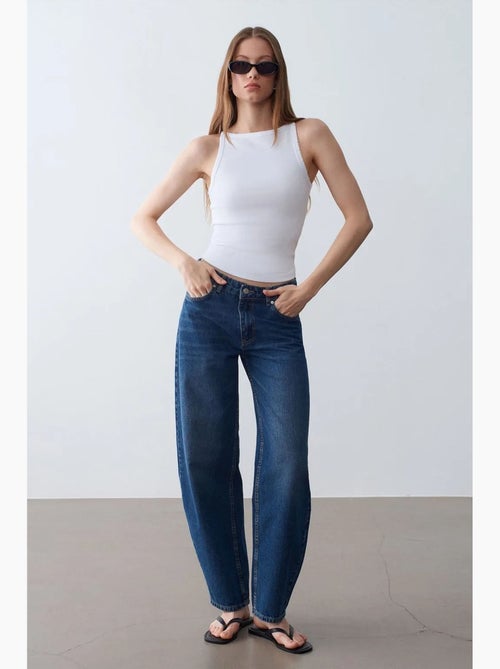 Blusa in cotone a coste con scollo all’americana dilvin - Kiabi Blusa in cotone a coste con scollo all’americana dilvin - Kiabi