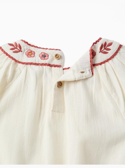 Blusa in cotone a manica lunga con colletto ricamato - Kiabi
