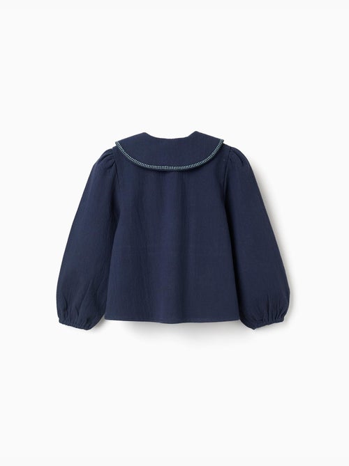 Blusa in cotone a manica lunga con fiori ricamati - Kiabi Blusa in cotone a manica lunga con fiori ricamati - Kiabi