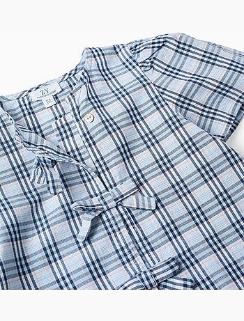 Blusa in cotone a quadri con fiocchi decorativi b&s