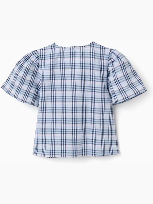 Blusa in cotone a quadri con fiocchi decorativi b&s - Kiabi