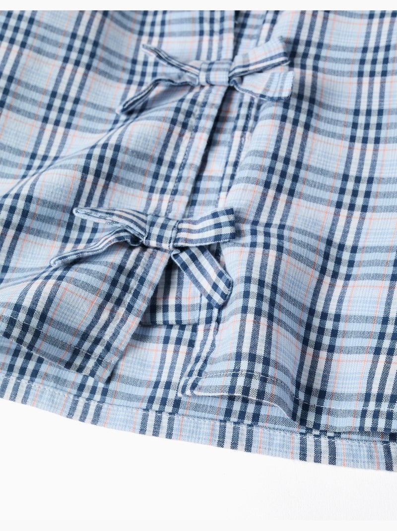 Blusa in cotone a quadri con fiocchi decorativi b&s Blu scuro - Kiabi