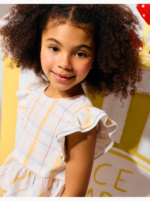 Blusa in cotone a quadri con volant B&S - Kiabi