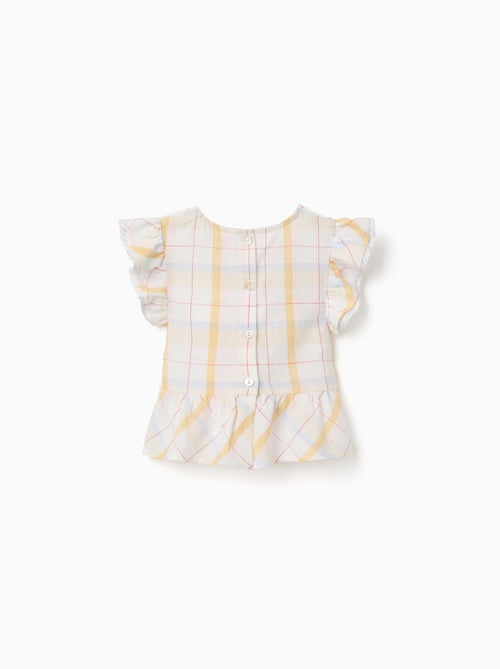 Blusa in cotone a quadri con volant B&S - Kiabi