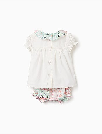 Blusa in cotone + bloomers con motivo piastrella