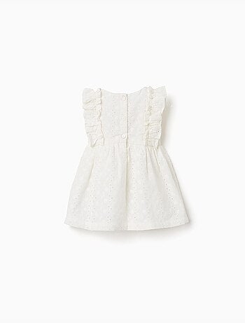 Blusa in cotone con ricamo inglese e volant