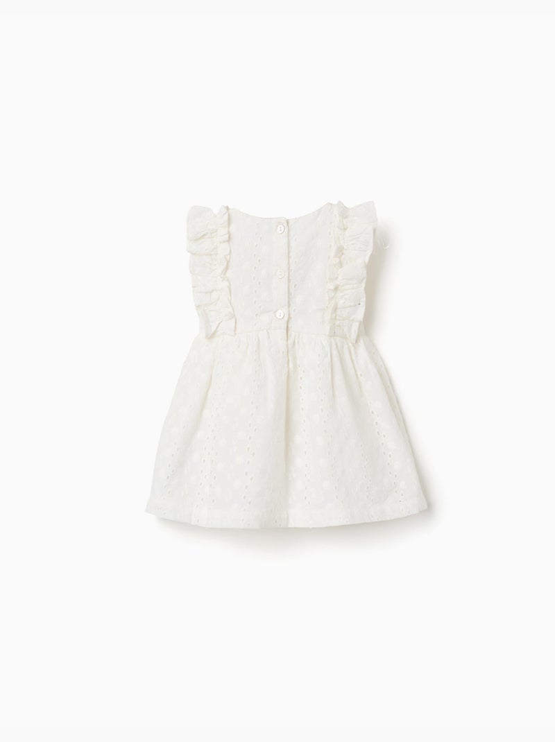Blusa in cotone con ricamo inglese e volant Bianco - Kiabi