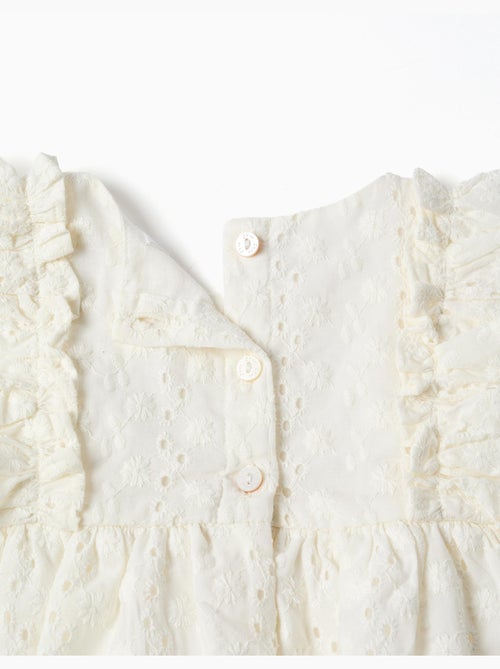 Blusa in cotone con ricamo inglese e volant - Kiabi