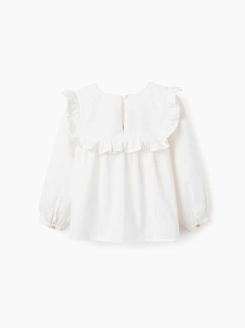 Blusa in cotone con volant e ricamo - Kiabi