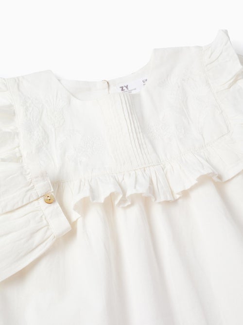 Blusa in cotone con volant e ricamo - Kiabi