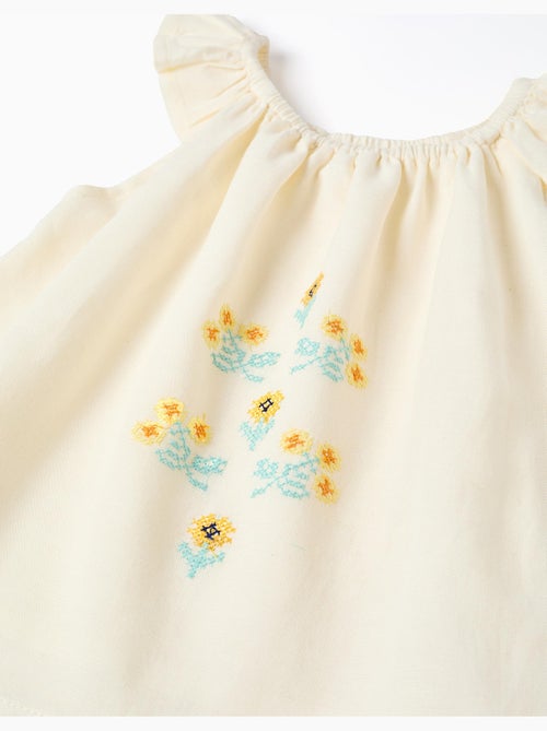 Blusa in cotone e lino con fiori - Kiabi