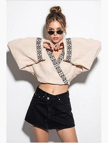 Blusa in cotone lucci