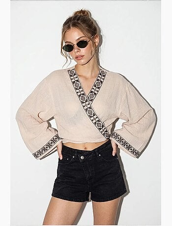 Blusa in cotone lucci