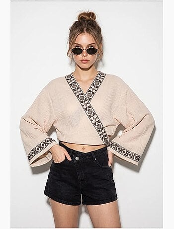 Blusa in cotone lucci