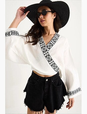 Blusa in cotone lucci