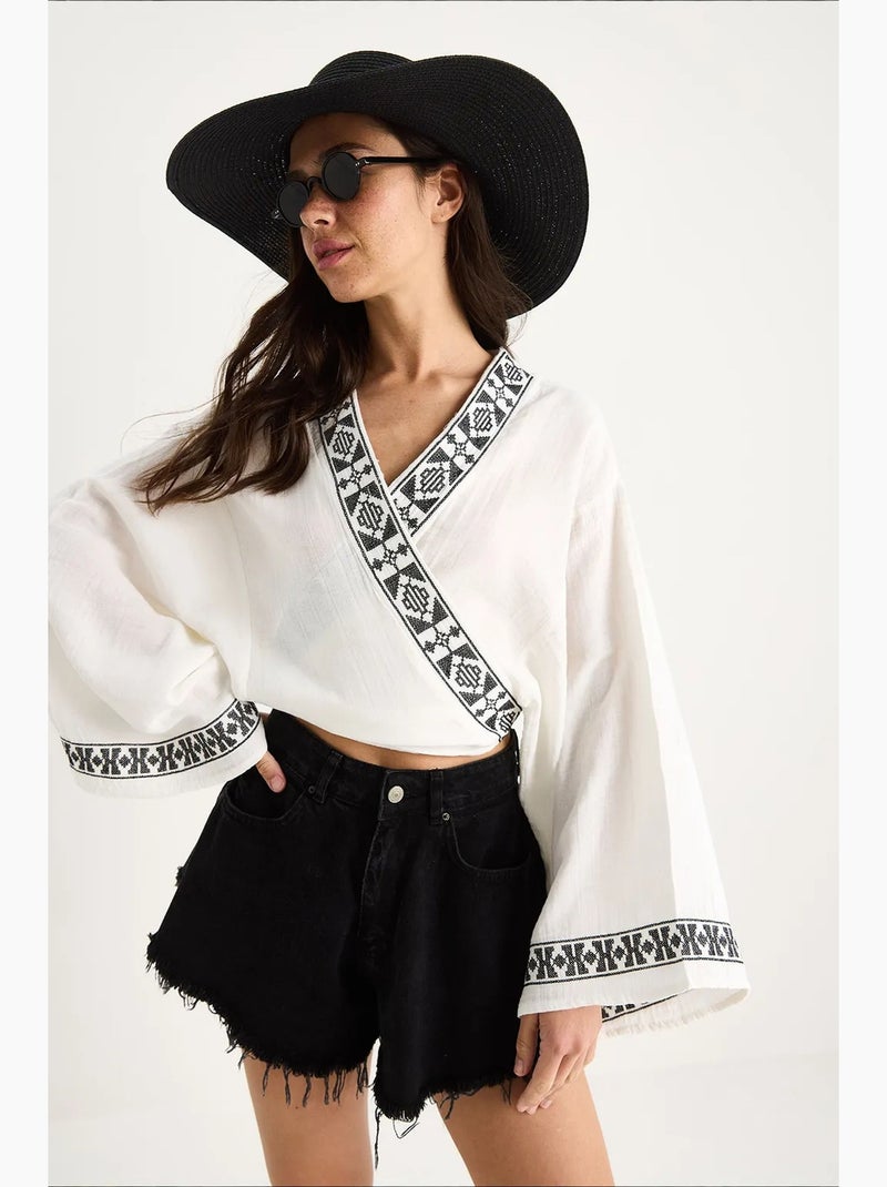 Blusa in cotone lucci Bianco - Kiabi