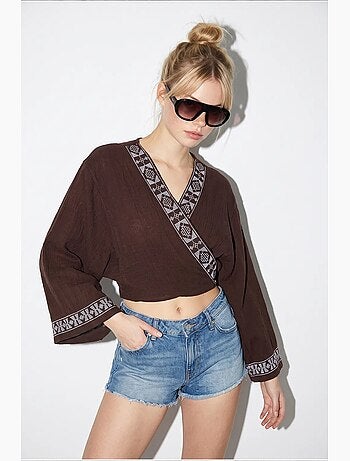 Blusa in cotone lucci