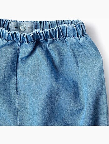 Blusa in cotone + pantaloncini in denim con volant