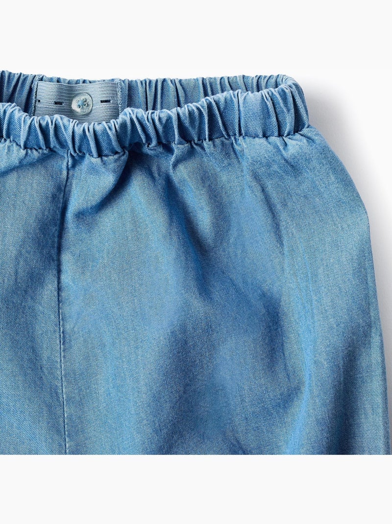 Blusa in cotone + pantaloncini in denim con volant Arancione chiaro - Kiabi
