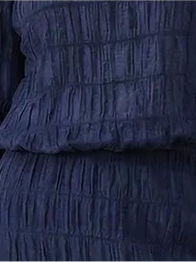 Blusa in cotone testurizzato e set con gonna maxi lucci Blu marino - Kiabi