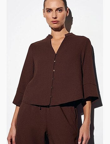 Blusa in crêpe collo alla coreana dilvin