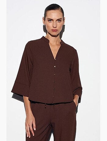 Blusa in crêpe collo alla coreana dilvin