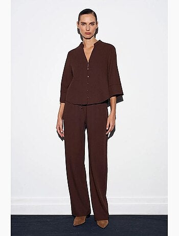 Blusa in crêpe collo alla coreana dilvin