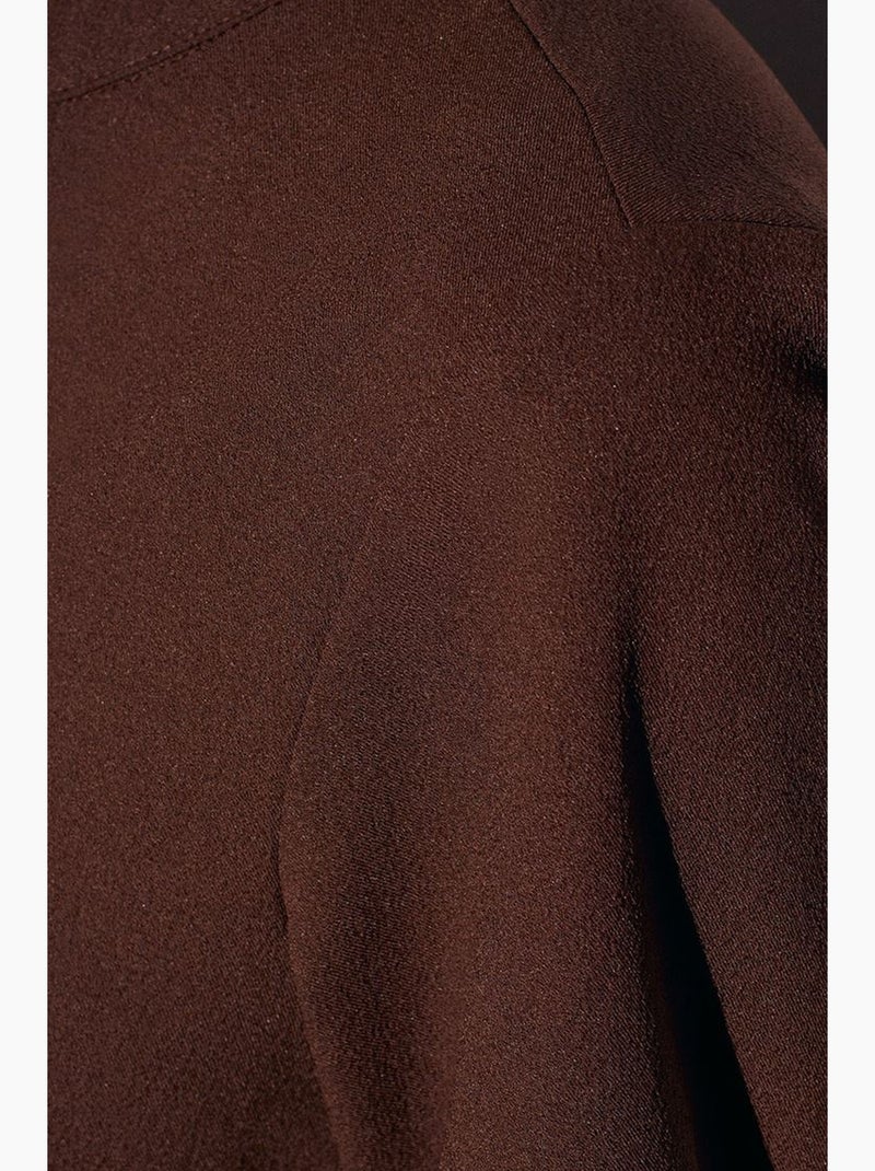 Blusa in crêpe collo alla coreana dilvin Marrone cioccolato - Kiabi