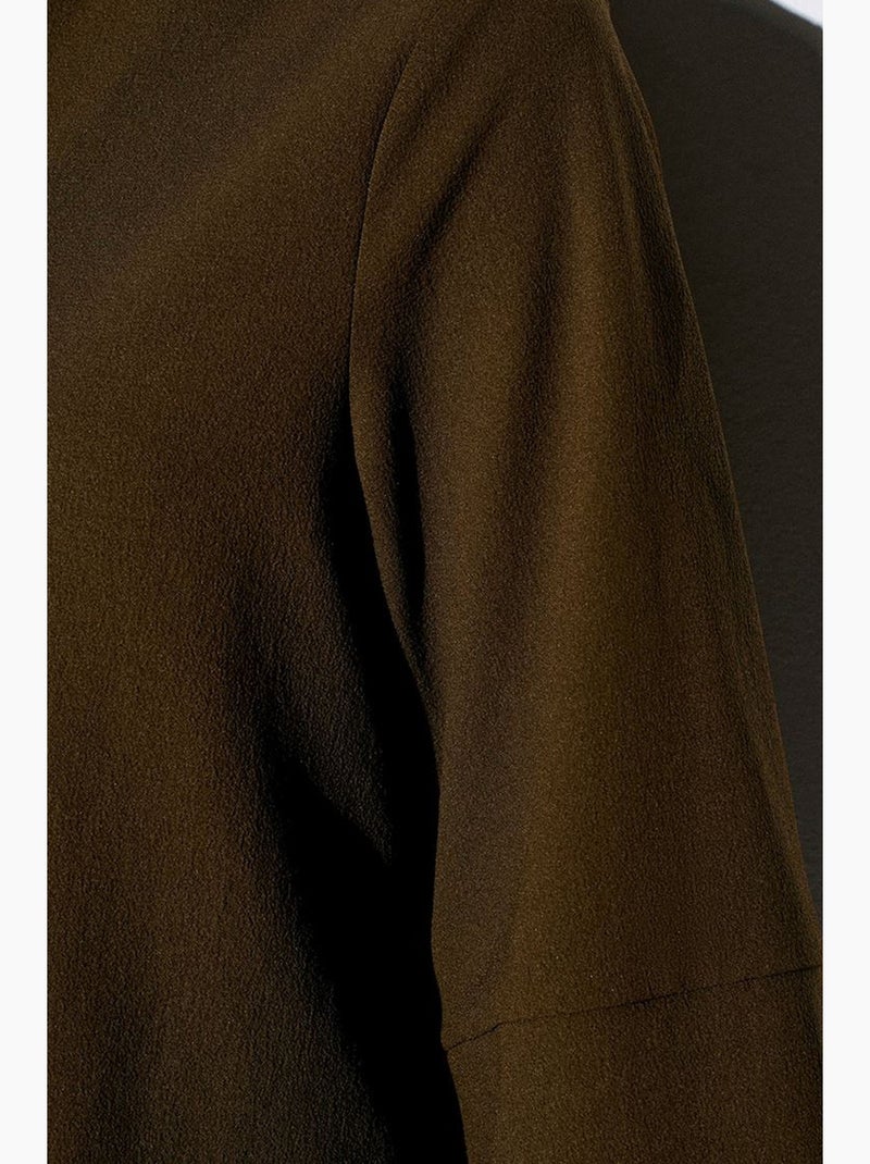 Blusa in crêpe collo alla coreana dilvin Verde kaki - Kiabi