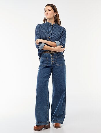 Blusa in denim a righe