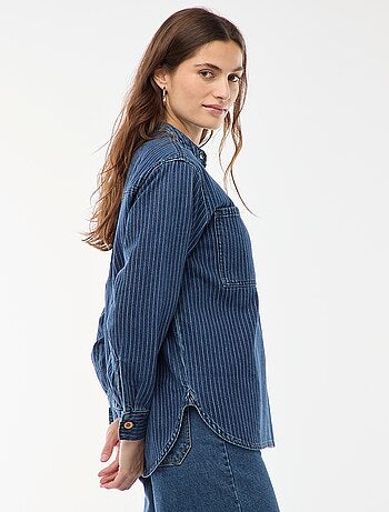 Blusa in denim a righe