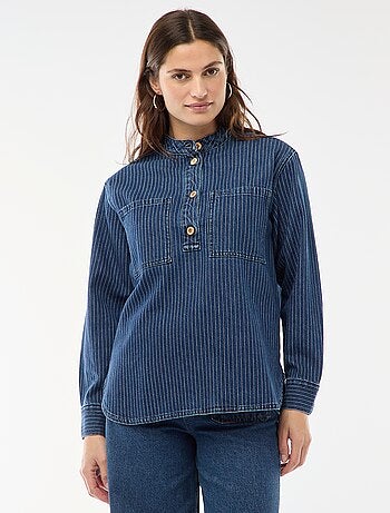 Blusa in denim a righe