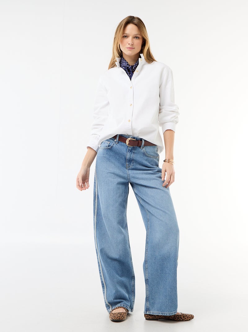 Blusa in denim con colletto a volant Bianco - Kiabi