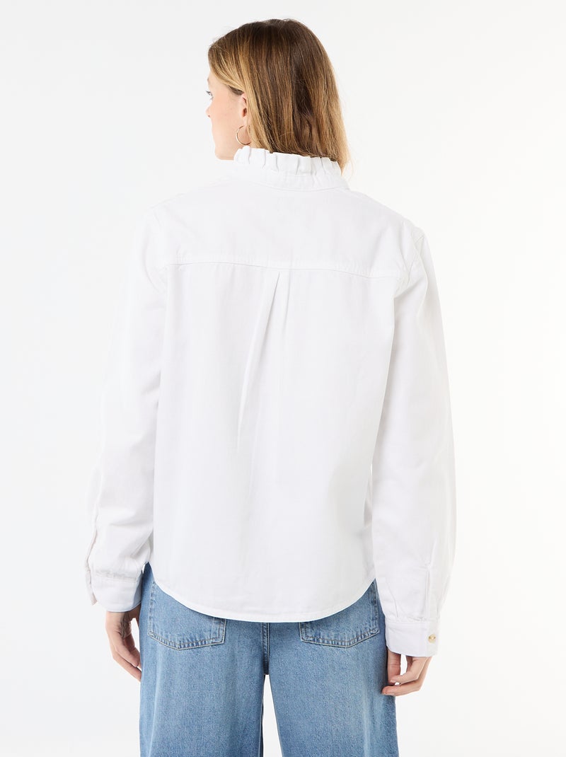 Blusa in denim con colletto a volant Bianco - Kiabi