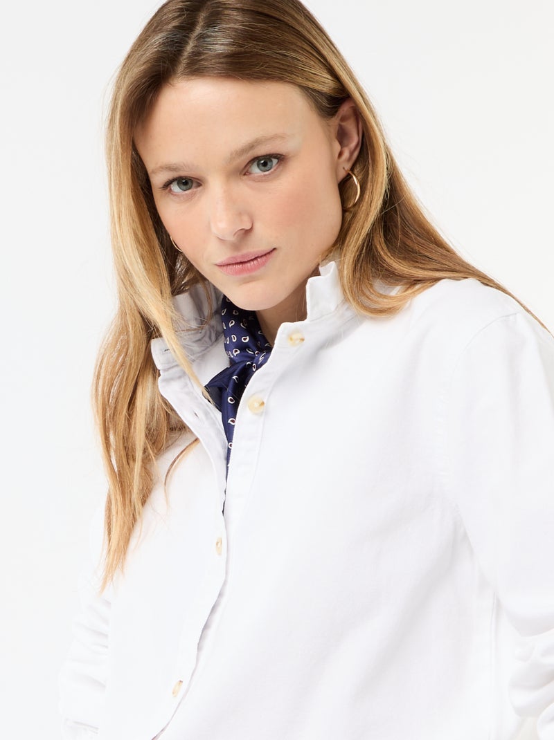 Blusa in denim con colletto a volant Bianco - Kiabi