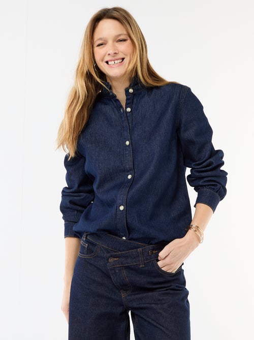 Blusa in denim con colletto a volant - Kiabi
