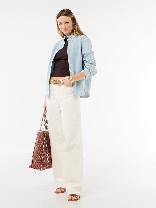 Blusa in denim con colletto a volant - Kiabi