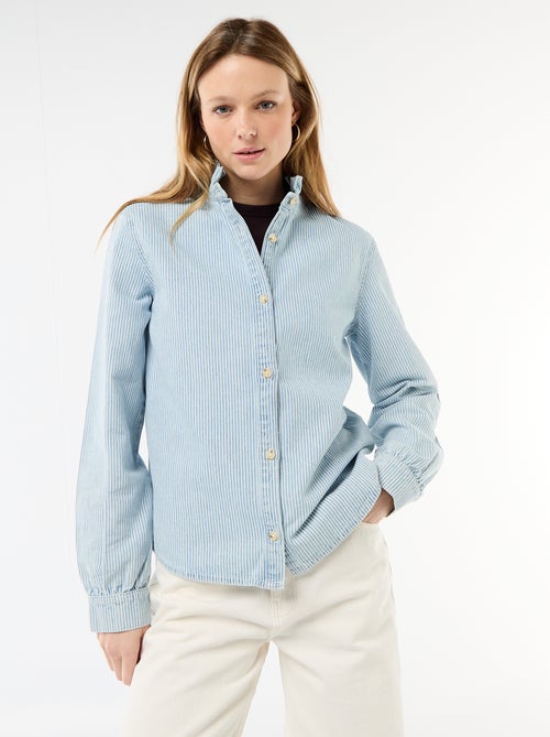 Blusa in denim con colletto a volant - Kiabi