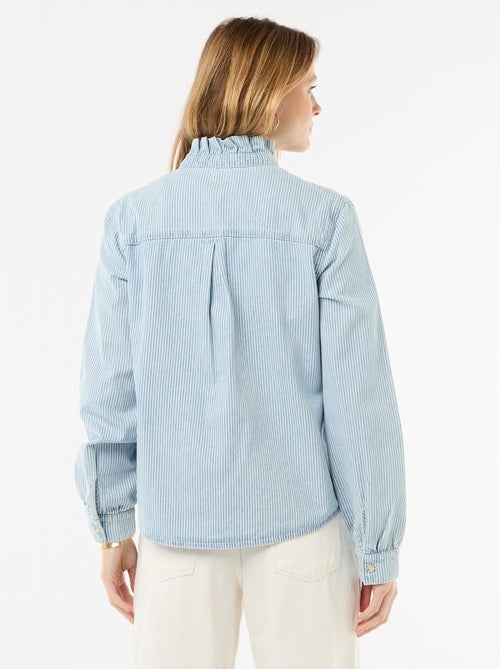 Blusa in denim con colletto a volant - Kiabi