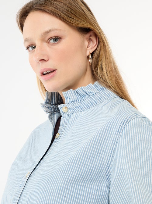 Blusa in denim con colletto a volant - Kiabi