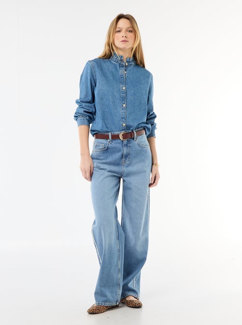 Blusa in denim con colletto a volant - Kiabi